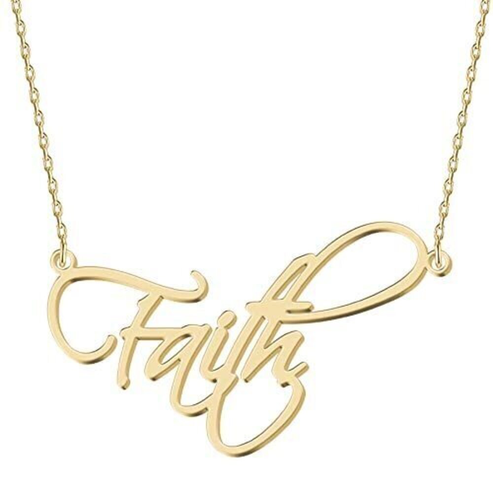 7573 Personalized Faith Name Necklace 18K Gold Plated Stainless Steel
